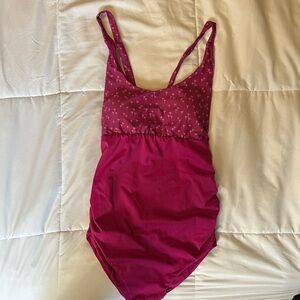 Magenta One-Piece Swimsuit with Printed Bust